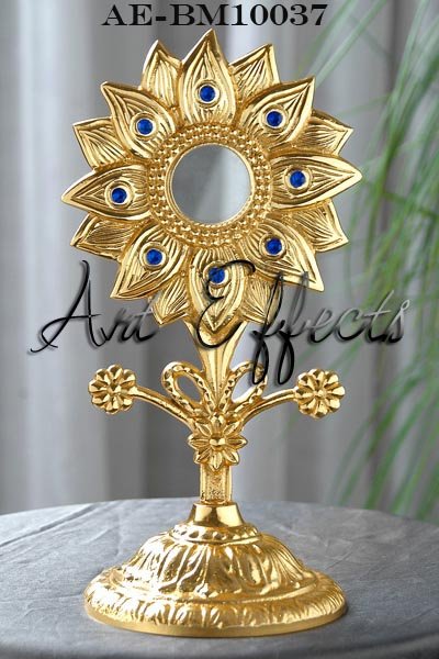 Manufacturers Exporters and Wholesale Suppliers of Gold Plated Sun Flower Design Brass Monstrance  Uttar Pradesh